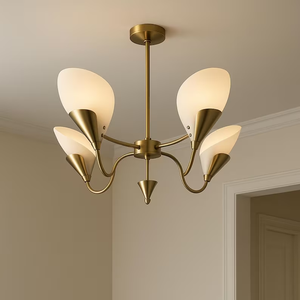 Lámpara de Techo LED Moderna Estilo Sputnik de Hierro, 5 Brazos, Retro, Acabado Dorado, Regulable, para Oficina y Hogar - Product Image 2