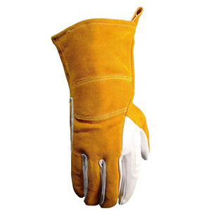 Gants de sécurité robustes en cuir croûte de vachette renforcé pour soudage TIG, résistants à l'abrasion et à la chaleur, pour travaux de construction - Product Image 5