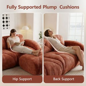 Divano Imbottito Senza Struttura in Velluto Morbido 140 cm, Spugna ad Alta Densità 32D, Design Ergonomico, Nessun Montaggio Richiesto per Soggiorno - Product Image 5