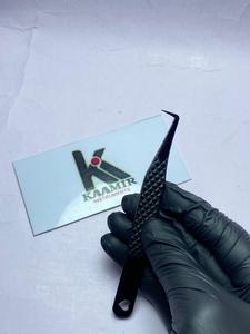 Pince à épiler professionnelle Kaamir pour extensions de cils, en acier inoxydable, lisse, 12 mm, anti-magnétique, précision, volume, logo personnalisé - Product Image 2
