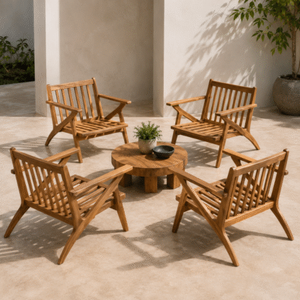 Sillón de Salón Moderno y Minimalista, Ajustable, con Respaldo de Listones, Madera de Teca Sólida, Acabado Marrón, Muebles para el Hogar - Product Image 6