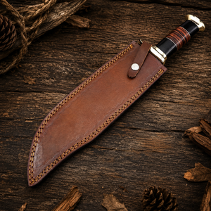 Cuchillo Bowie de Caza de 18 Pulgadas Hecho a Mano con Acero D2, Punta Clip, Mango de Cuero, Guarda de Latón y Funda de Cuero Premium - Product Image 6