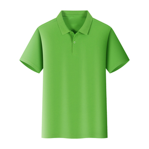 Chemise Homme Manches Courtes Col Montant Couleur Unie Coupe Ample Décontractée en Jersey Soie/Coton Respirant Style Sportif - Product Image 4
