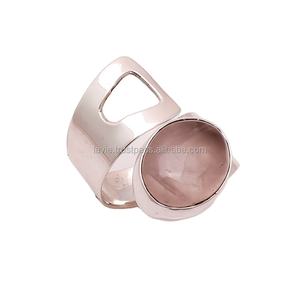 Anillos de Plata de Ley 925 hechos a mano, nuevo diseño, Cuarzo Rosa Natural, joyería fina, conjunto de bodas al por mayor, tecnología de incrustaciones elegantes - Product Image 1