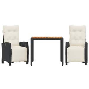 Ensemble de salle à manger de jardin en rotin PE noir avec repose-pieds réglables, taille moyenne - Product Image 2