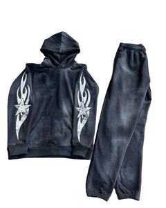 Top qualité vêtements pour hommes survêtements 100% coton personnalisé soleil fané pull à capuche hommes pantalon pantalon pantalon ensemble en gros vêtements d'hiver - Product Image 4