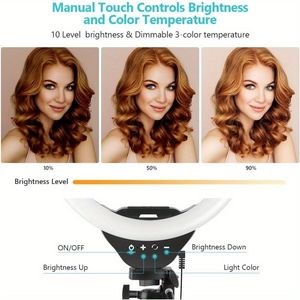 10 ''anello luce 50' allungabile treppiede luci LED cerchio porta telefono compatibile tutti i telefoni per Live Streaming YouTube - Product Image 2