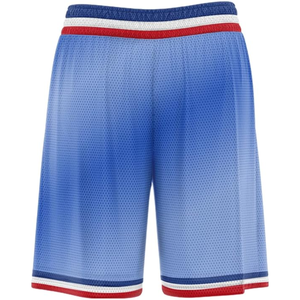 Shorts de basketball personnalisés pour hommes, sublimation dégradée bleu, rouge, blanc, logo 00, respirant, maille sportive, taille élastique - Product Image 2