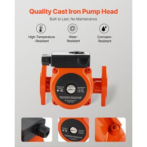 Pompa di Ricircolo in Ghisa 17 GPM 120V AC 35 ft per Acqua Calda con Connessione a Flangia da 3/4 Pollici - Product Image 2