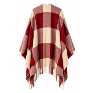 Delta | Sigma | Theta Sorority Women Green & Pink Checkered Cape Shawl Cardigan Casual 100% Acrylic Winter Warm Daily Wear <b>Scarf</b> - Product Image 5