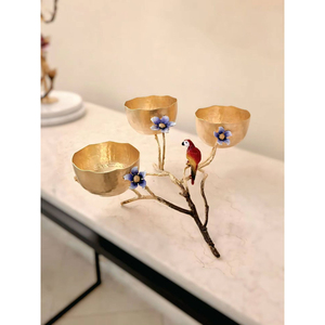 Bol de luxe en métal plaqué or de haute qualité, motif ara et fleurs, pour servir les aliments, articles de cuisine pour la maison. - Product Image 2