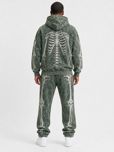 Ensemble de survêtement délavé pour homme, sweat à capuche et pantalon de jogging délavé style vintage, tenue streetwear décontractée pour la gym, les voyages et le quotidien - Product Image 2