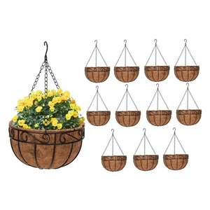 Paniers à Suspension Ronds Peints en Fer Forgé, Cocotier, 10 Pouces, 12 Pièces - Product Image 1