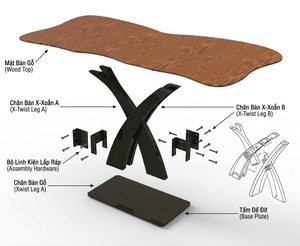 Modern Live Edge Wood Top Dining Table with Luxury X-Shaped Metal Base, Unique Irregular <b>Large</b> <b>Desk</b> for Villa & Office - Product Image 5