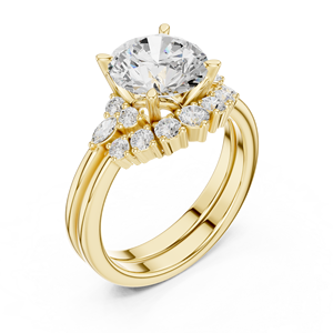 แหวนเพชรทรงกลม 2.50 กะรัต ทอง 14K หรูหราสำหรับผู้หญิง ได้รับการรับรองจาก IGI เพชรเพาะเลี้ยงในห้องปฏิบัติการ พร้อมวงแหวนเข้าชุดสำหรับหมั้นและแต่งงาน - Product Image 1