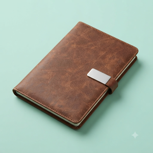 Carnet de notes professionnel Aurelux en cuir noir de qualité supérieure avec fermeture à cadenas, gravure laser, gaufrage et dorure métallique - Product Image 5