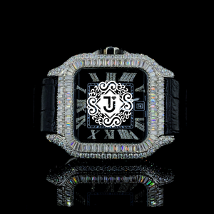 Reloj Unisex Cuadrado con Diamante Moissanite VVS, Acero Inoxidable, Chapado en Oro Blanco, Movimiento Mecánico, Resistente al Agua 3BAR - Product Image 1