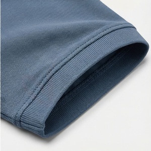 Chemise décontractée pour homme en piqué 100 % polyester bleu marine à manches courtes, respirante, infroissable, coupe classique, design tricoté uni - Product Image 6