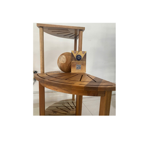 Foldable Acacia Wood <b>Corner</b> Plant Stand, 2, 3-Tier Storage <b>Shelf</b> for Indoor Outdoor Use - Product Image 1