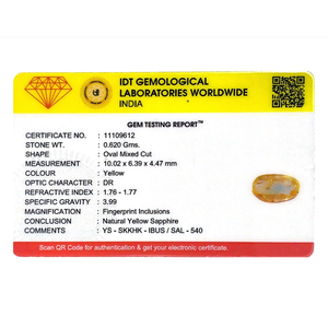 ไพลินสีเหลืองธรรมชาติ 3.1 กะรัต รูปทรงวงรี พลอยหลวมสำหรับเครื่องประดับชั้นดี - Product Image 4
