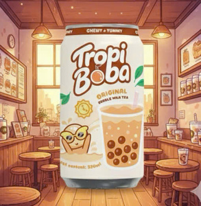 Private Label Boba <b>Bubble</b> Milk <b>Tea</b> with Black Pearl HALAL Certified Aluminum Can 8 Brix - Product Image 1