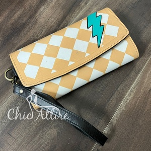 New Arrival 2026 Lightning Bolt Checkered Leather <b>Wristlet</b> Wallet for Women Cowgirl Clutch Purse Phone Holder Card Organize Gift - Product Image 1