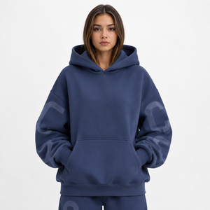 2026 Oversized Streetwear Hoodies Heavy 500 GSM Cotton Fleece Pullover Custom Logo Unisex Hooded Sweatshirt OEM ODM Manufacturer - Product Image 2