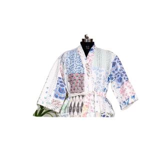 Jaipuri ชุดใส่นอนพิมพ์ลาย Kantha, ชุดกิโมโนแขนยาวสำหรับผู้หญิงใส่ในฤดูใบไม้ร่วงฤดูใบไม้ผลิ - Product Image 3