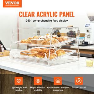 Vitrina de panadería comercial de 2 niveles, caja de exhibición de acrílico, acceso a la puerta trasera, estantes extraíbles para frescura - Product Image 2