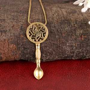 Collier unisexe en alliage plaqué or avec pendentif cuillère, thème vintage, bijoux de mode - Product Image 6