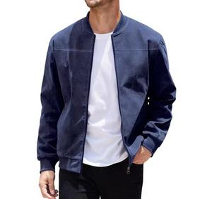 Blouson Bomber Homme Décontracté à Capuche Imperméable Col Montant Fermeture Éclair Coupe Droite Couleur Unie pour l'Automne - Product Image 5