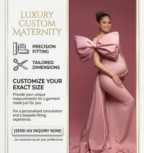 Vestido de Maternidad Recto con Lazo Grande |   Vestido Midi Glamuroso para Baby Shower, Color Sólido, Estilo Primavera |   Moño Decorativo de Satén Elástico Premium para Sesiones Fotográficas - Product Image 3