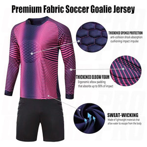 Camiseta de portero de fútbol para niños, uniformes de equipo juveniles para niños, conjunto de portero de manga larga para hombre con pantalones cortos a juego, transpirable - Product Image 2