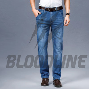 Jeans de Pierna Recta Transpirables con Estampado para Hombre, Cintura Media, Corte Regular, Denim Desgastado, Estilo Hip Hop, Verano, Algodón Tejido - Product Image 2