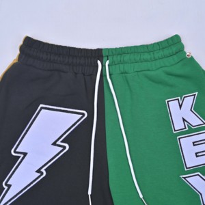 Pantalones Cortos Casuales para Hombre MRI GROUP, Cintura Media, con Cordón Ajustable, Verde y Negro, Logotipo con Letras en la Parte Delantera, 100% Algodón Felpa, Transpirables, de Secado Rápido - Product Image 5