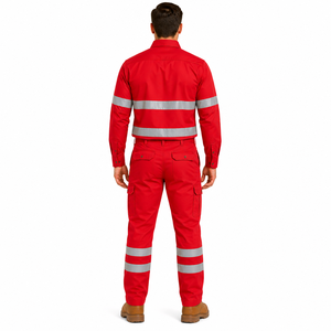 High Quality Men Reflective Safety Wear Button <b>Down</b> Shirt Cargo <b>Trousers</b> Uniform Set High Visibility Strip Workwear Uniform - Product Image 2