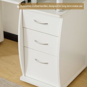 Scrivania Moderna per Computer con Una Porta e Tre Cassetti in Laminato Melaminico Bianco Goffrato - Product Image 3
