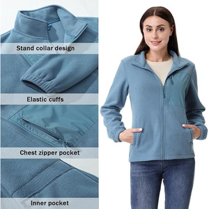 Veste en polaire unie pour femme avec fermeture éclair intégrale, tissu doux et chaud, col roulé, confortable pour l'hiver, durable pour une utilisation en extérieur - Product Image 5