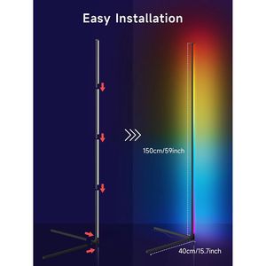 Lampada d'ambiente angolare a LED RGB, 16 milioni di colori, controllo remoto tramite app intelligente, sincronizzazione musicale con lampada da terra - Product Image 5
