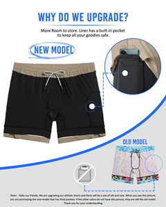 Shorts de bain pour homme, couleur unie, séchage rapide, avec cordon de serrage à la taille et poches, vêtements de sport décontractés - Product Image 5