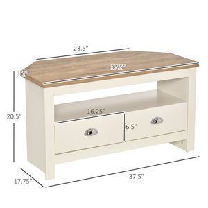 Mueble de TV Esquinero Blanco para Televisores de hasta 50 Pulgadas, Mesa Consola para Centro de Entretenimiento con Cajones de Almacenamiento Abiertos para Sala de Estar - Product Image 3