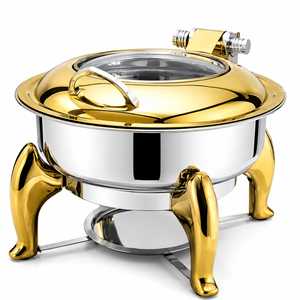 Enamel Coated Stainless Steel Casserole Dish Gold Legs Stainless Steel Cover 24cm Insulated Food Warmer Modern Luxury Design - Product Image 1
