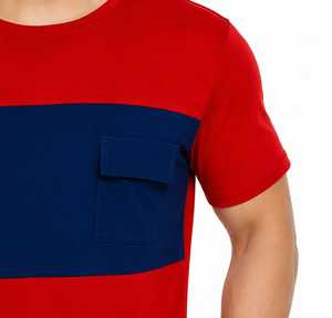 Men's Color Blocked Short Sleeve O-Neck <b>T</b>-<b>Shirt</b> <b>With</b> <b>Pocket</b> Casual Regular Fit Knitted Fabric - Product Image 5