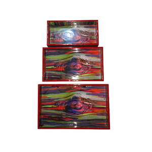 Wholesale Quality Handicrafts Multi Color Natural Finish Wooden Enamel Sticker Design Serving <b>Tray</b> for Hotels Restaurants - Product Image 2