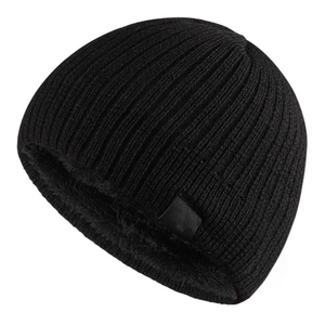 Bonnet unisexe gris en acrylique, couleur unie, tricoté, décontracté, pour l'hiver, pour adultes, circonférence de la tête 56-58 cm - Product Image 2