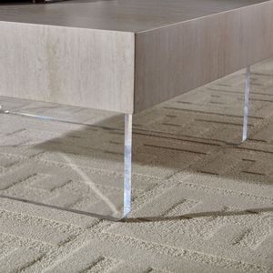 Design moderno 34.65 ''quadrato finto travertino modello tavolino con gambe in acrilico facile montaggio per l'home Office o appartamento - Product Image 5