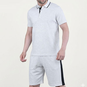 Ensemble décontracté deux pièces pour homme, taille plus, hiver, tissu respirant, style sportif, polo à manches courtes et bas assorti - Product Image 1
