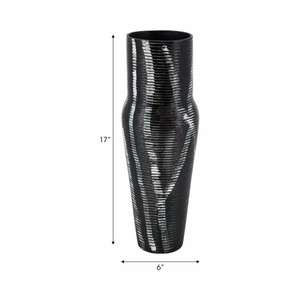 Vase de sol moderne en métal noir tendance, 17 pouces de hauteur, décoration artisanale - Product Image 1