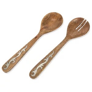 Ensemble de cuillères en bois de manguier écologiques pour servir des salades, ustensiles en bois pour la cuisine et l'hôtellerie, au meilleur prix - Product Image 2