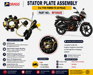Conjunto de placa de bobina de estator de 8 polos TVS Fiero F2, calidad de exportación para piezas de repuesto de motocicletas en India, Orado - Product Image 2